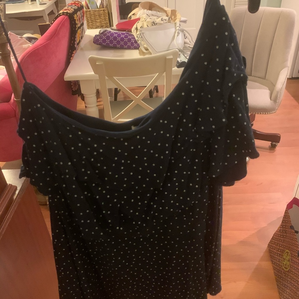 WAYF one shoulder polka dotted dress